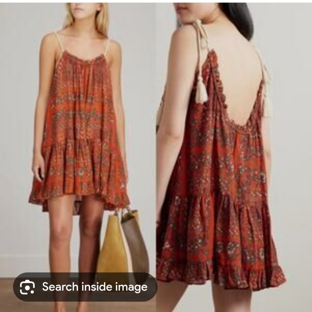 ULLA JOHNSON Trula tiered printed cotton-blend voile mini dress Clementine Small